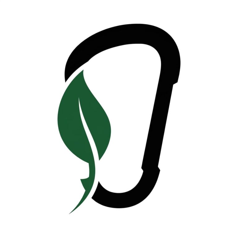 Arborist logo green leaf carabiner 1 768x768